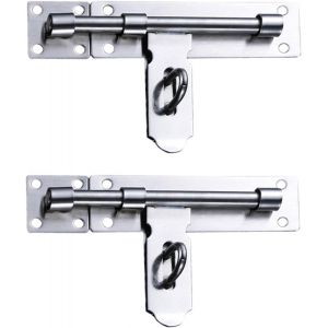 Lot de 2 serrures de porte coulissantes en acier inoxydable, antivol, adapt&eacute;es &agrave; tous types de portes int&eacute;rieures et ext&eacute;rieures (26,7 cm/8 po) - Neuf