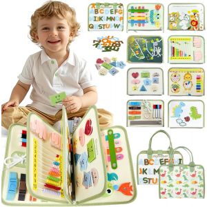 Busy Montessori Board for Children,Toy for Children 2 Years,Gift for 2 Years Boy Girl,Montessori Educational Games 1-4 Years,Baby Book,Quiet Book,Activity and Development Toys - Neuf
