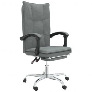 Chaise fauteuil si&egrave;ge pivotante de inclinable de bureau informatique &eacute;tude fonc&eacute; tissu gris Helloshop26 02_0024244 - Neuf