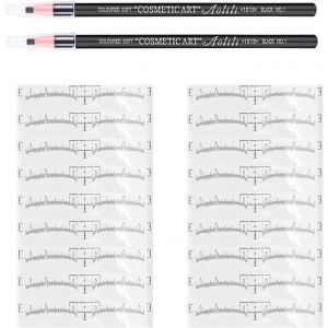 asas-Lot De 100 Règles À Sourcils Jetable Autocollants Avec 1 Boîte De Crayon À Sourcils,Règle De Microblading De Sourcil Adhésif,Eyebrow Sticker Stencil,Pour Sourcils Tatouage Positionnés - Neuf