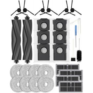 Lot De 28 Accessoires De Rechange Pour Aspirateur Robot Dreame X40 Ultra/L40 Ultra/X40 Master/Mova P50 Pro Ultra, 2 Brosse Principale, 4 Hepa Filtres À Charbon Actif, 6 Sacs D'Aspi[SSE7114494] - Neuf