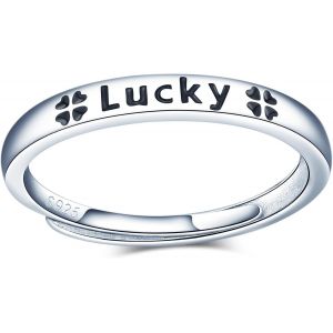Kahfl-Bagues Trèfle À Quatre Feuilles En Argent Sterling 925 Femme Anneau De Bande Réglable Bagues Lucky Fille Anneau Empilable Bagues Anniversaire Mariage Promise Alliance Bague De Fiançailles - Neuf