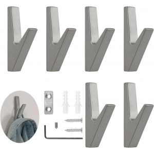 6PCS porte manteau mural, patere murale salle de bain pour cuisine,crochet salle de bain crochet salle de bain,bureau, placard, capacit&eacute; de charge jusqu'&agrave; 20 kg Argent - Neuf