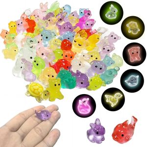 Mevronisshop-Lot De 50 Mini Animaux Lumineux En R&eacute;sine - Statues D'animaux Color&eacute;es - D&eacute;coration Miniature - Ornements Paysagers - Statues Lumineuses Pour Aquarium, Bassin &Agrave; Poissons, Bonsa&iuml;, Jardin - Neuf