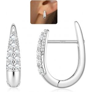 Kal-Boucles D'oreilles Créoles Or 14 Carats Pour Femmes Boucles D'oreilles Argent Sterling 925 Hypoallergéniques Or Épais Créoles Aaa + Cz Petites Boucles D'oreilles Or/Argent Pour Femmes - Neuf
