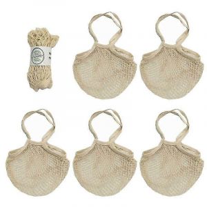 5pcs Cotton String Shopping Bags Rutilisable Lavable Fruits Lgumes Stockage Mesh Bags Organisateur picerie Shopping Net Bags - Neuf