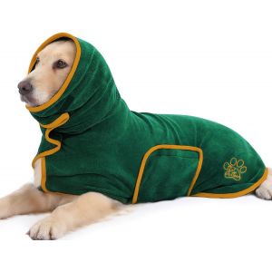 Jgd-Peignoir Pour Grand Chien R&eacute;glable En Microfibre Sortie De Bain Chien S&eacute;chage Rapide Apr&egrave;s Baignade Bain Ou Sortie Sous La Pluie (Vert, Xl) - Neuf