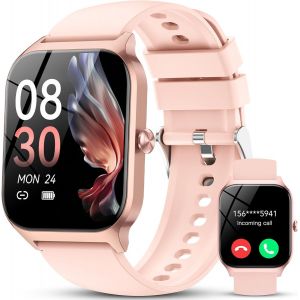 Kal-Montre Connectée Homme Femme,1.85"" Hd Smartwatch Avec Appels Bluetooth,115+ Sportifs Modes Montre, Ip68 Étanche, Moniteur Sommeil, Fréquence Cardiaque,Podometre Pour Android Ios Pink - Neuf