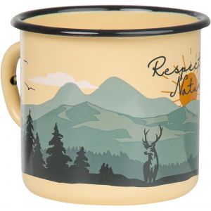Eryi-Respecte La Nature | Tasse Émaillée Beige | En Aménagement Extérieur | Mug En Émail Robuste Et Léger Pour Le Camping Et La Randonnée | Tasse À Café Rétro 330 Ml - Neuf