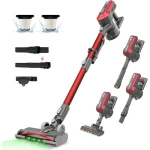 Akitas V10A Aspirateur Balai sans Fil 450W avec Moteur BLDC, Aspiration 45kPa, 60min Autonomie, Brosse LED Verte, Leger, Anti-Enchev - Neuf