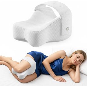 Ulteronixshop-Coussin Genoux Pour Dormir,Coussin Ergonomique En Mousse &Agrave; M&eacute;moire De Forme Visco&eacute;lastique, Respirant Et Lavable En Machine. (Blanc) - Neuf