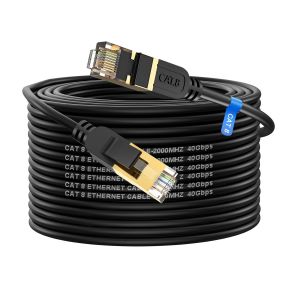 Câble ethernet Cat 8 25 m,haut débit,robuste 26 AWG Cat8,40 Gbit/s,2 000 MHz avec connecteur RJ45 plaqué or,câble Internet extérieur et intérieur,compatible avec routeur,modem de jeu,Xbox - Neuf