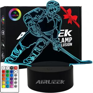 ERYI-Hockey Veilleuse Garcon Enfants,Veilleuse Hockey Sur Glace 3D Lampe 16 Couleurs Changeantes Avec Télécommande Decoration Chambre Anniversaire Surprise Cadeau Garcon 7.8.9.10-12 Ans - Neuf