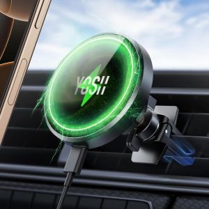 Yosh Support Telephone Voiture Induction [15w Charge Rapide] Pour Ventilation Ronds, Chargeur Magsafe Voiture Sans Fil, Compatible Avec -Benz Classe A/B/C/E/V, Glc/Sprinter/Audi/Mini Cooper - Neuf