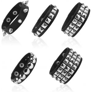 Kal-5 Pi&egrave;ces Punk Bracelet Taille R&eacute;glable Noir Rivet Punk Pu Leather Bracelet Personnalit&eacute; M&eacute;tal Convient Pour Les Costumes De F&ecirc;te Les Performances Du Groupe Halloween - Neuf