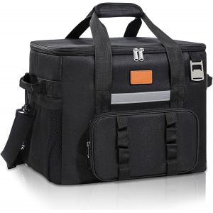 Mevronisshop-40l Grand Sac Isotherme Repas, Glaciere Souple Isotherme, Sac Glaciere Pliable, Glacière Isotherme Avec Bandoulière Réglable, Décapsuleur, Poches Multiples, Pour Pique-Niques, Camping (N - Neuf