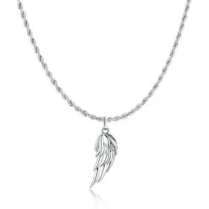 Kal-Collier Pour Homme Avec Cha&icirc;ne &Eacute;paisse Et Aile D'ange Subtile. Pendentif En Acier Plaqu&eacute; En Or Ou En Argent Id&eacute;al Comme Cadeau... Bijoux Homme - Neuf
