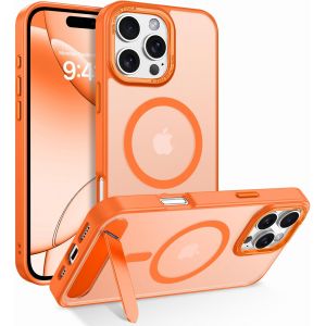 NSIECD-Coque Magn&eacute;tique pour iPhone 16 Pro Max, Compatible avec MagSafe, [Support Invisible Int&eacute;gr&eacute;e] Housse Qualit&eacute; Militaire Antichoc, &Eacute;tui Translucide Mat pour iPhone 16 Pro Max 6,9"", Orange - Neuf