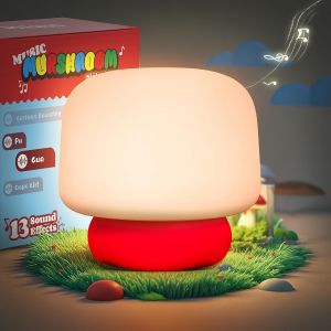 Lampe Champignon - Veilleuse Pour Enfant Avec Effet Sonore - En Silicone - Rechargeable - Tactile - Minuterie - En Silicone - D&eacute;coration De Chambre D'enfant - Neuf