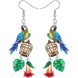 Kal-Boucles D'oreilles Pendantes En Acrylique Pour Perroquet Tropical - Cadeau Hawaïen Pour Le Printemps Et L'été - Pour Femme - Amoureux Des Oiseaux - Neuf