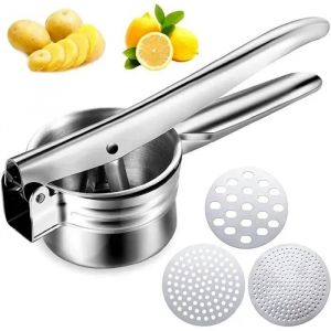 Presse-Purée À Pommes De Terre-Inoxydable De Qualité Supérieure,3 Disques Interchangeables-Presse À Patates Manuel - Neuf