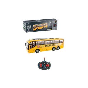 Bus scolaire t&eacute;l&eacute;command&eacute; avec lumi&egrave;res LED et t&eacute;l&eacute;commande &agrave; 4 canaux pour enfants - Neuf