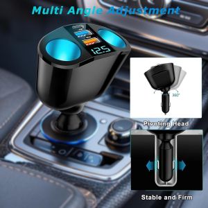 5 In 1 Chargeur Allume Cigare,Double Prise Allume Cigare 12v,Qc3.0+Pd+2.4a Chargeur Voiture Allume Cigare Usb Avec Voltm&egrave;tre Led,Pour Android,Ios,Tablette,Gps,Tachygraphe - Neuf