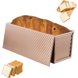 Jexnovashop-Moule Pain De Mie Avec Couvercle,1000 Grammes De P&acirc;te (2,2 Livres),Antiadh&eacute;sif,Moule &Agrave; Pain En Acier Au Carbone,Moule &Agrave; Pain Avec Trous De Ventilation Pour Pain,Toasts Et G&acirc;teaux - Neuf
