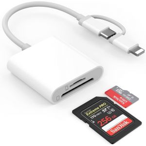 Lecteur Carte SD pour Phone/Pad/Appareil Photo, Adaptateur Carte SD pour Phone, Lecteurs Carte M&eacute;moire Externes, Adaptateur Carte SD, Lecteur Carte SD pour Phone, Lecteur Carte USB C - Neuf