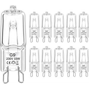 Ampoule Halogène G9,Ampoule G9 230v 33w Blanc Chaud 2800k 420lm Sans Scintillement Dimmable Ampoule Halogene Four,Lampe Halogène G9 Pour Lustre,Placards,Plafonniers-10 Pièces - Neuf