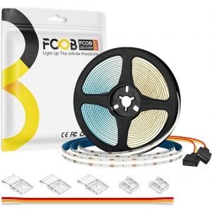Cob Cct Ruban Led Flexible Haute Densité Cct(3000k-6000k) 5m Dc24v 640leds/M 14w/M 10mm Largeur Cri90+ Accordable Lumière Réglable Uniforme Pour Décoration(Ne Contient Pas Contrôle¿Alimentation) - Neuf