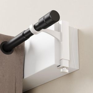 Ensemble de 2 Supports de Tringles à Rideaux réglables pour les coffres de volets roulants,aucun perçage n'est nécessaire,Facile à installer,Hauteur de 14.5 à 24 cm,pour tringles de Ø19,25,28mm.[W5] - Neuf