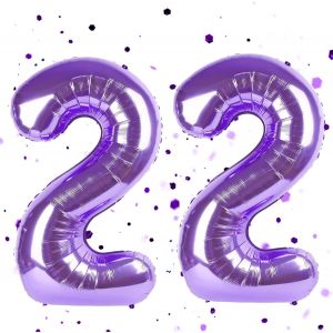 ERYI-Ballon Violet En Forme De Chiffre 22, En Forme De Chiffre, Violet, En Aluminium, 101 Cm, Ballon À L'Hélium, Pour Décoration D'Anniversaire Du 22Ème Anniversaire, Fille Et Garçon - Neuf