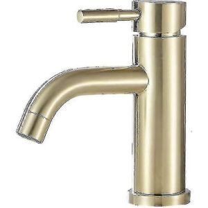 Robinet de lavabo, robinet de salle de bain, mitigeur de lavabo en laiton dor&eacute; bross&eacute; au design moderne et &eacute;l&eacute;gant - Neuf