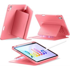 Coque pour iPad 11e G&eacute;n&eacute;ration, Coque iPad 11/10 (2025/2022), Couverture de Support Vertical, Angles de Support Multiples, Couverture Ultra-Stable avec Porte-Stylet, S&eacute;rie Flip, Past&egrave;que Rouge - Neuf