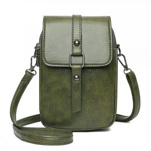 Sac bandoulière rétro pour téléphone portable pour femme (vert), petit sac bandoulière, sac à main, portefeuille, 2 poches principales - Neuf
