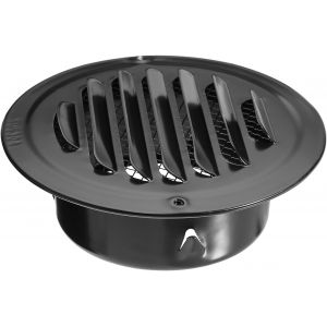 Grille d'aération ronde en acier inoxydable - Avec moustiquaire - Grille de protection contre les oiseaux - Aération murale pour appartement, salle de bain, cuisine, garage (100 mm, noir) - Neuf