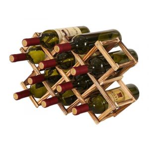 Lot de 2 porte-bouteilles de vin en bois pour 10 bouteilles, pliables, rangement horizontal, montage facile - Neuf