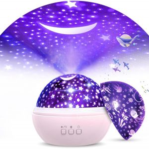 Projecteur Ciel Etoile Enfant,Veilleuse Projecteur Bebe,360°Rotation Lampe Etoile Projecteur,8 Couleurs,3 Films Thème,Bébé Chevet Night Light Pour Cadeau,Anniversaire.[N20] - Neuf