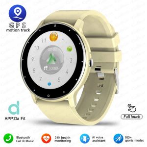 Zl02 Hommes Montre Intelligente Plein &Eacute;cran Tactile Sport Fitness Tracker Ip68 &Eacute;tanche Bluetooth Appel Smartwatch Pour Xiaomi Hommes Femmes 2025.Golden Silicone Band.Bluetooth Call - Neuf