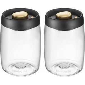 Lot De 2 Bo&icirc;tes De Conservation Avec Couvercle Sous Vide En Verre, Sans Bpa, R&eacute;sistantes &Agrave; La Chaleur, Passent Au Lave-Vaisselle, Au Cong&eacute;lateur - Neuf