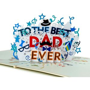 Best Dad Text, Carte Fete Des Peres, Carte Pop-Up Pour La Fête Des Pères, Fête Des Pères, Carte De V?Ux D'anniversaire 3d (Au Meilleur Papa De Tous Les Temps) - Neuf