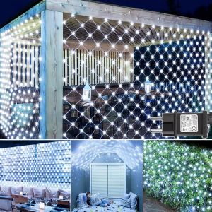 Filet Lumineux Extérieur 3x2M 200 LED Guirlande Lumineuse Plafond avec Prise,Minuterie,8 Modes Filet Lumineux Noël Étanche Rideau Lumineux pour Buisson Jardin Chambre Noël Intérieur-Blanc - Neuf