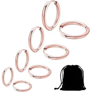 4 Paires Acier Inoxydable Boucles D'oreilles Anneau Homme Femme Boucles D Oreilles Créole, Boucle D Oreille Homme Anneaux, Boucle D'oreille Femme Creole, Boucle D Oreille Petite - Neuf