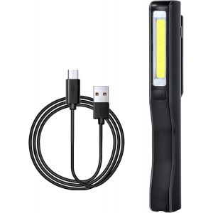 Lampe De Travail, Rechargeable Cob Baladeuse Led Ultra Lumineuse Avec Clip Magnétique, Lampe De Poche 3W, Camping Lampe,Lampe D'Inspection Pour Garage, Camping, D'Urgence, Etc - Neuf