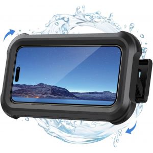 Support De T&eacute;l&eacute;phone De Douche &Eacute;tanche, &Eacute;tui Bo&icirc;tier De T&eacute;l&eacute;phone &Eacute;tanche De Mural - [360&deg;Rotation & 120&deg;R&eacute;glable] 3 Crochets Muraux Adh&eacute;sifs, Support Mural Bain Pour 4 &Agrave; 7"" Smartphone, Noir[Z107] - Neuf