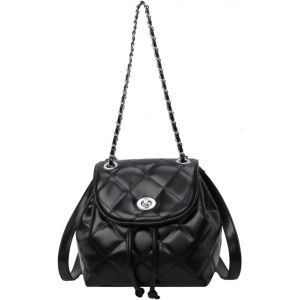 SJZG-Petit Sac A Main Femme Mini Sac &Agrave; Dos Bandouli&egrave;re Sac &Agrave; Main Port&eacute; Epaule Pu Cuir Sac Cartable Chaine Sac Messager Crossbody Bag Noir - Neuf