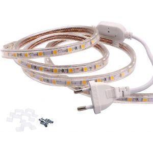 Ruban À Led 3m Blanc Chaud,Bande Lumineuse 220v 230v,60 Leds/M Strip,Ip65 Étanche,Rétro-Éclairage Doux - Neuf