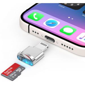 TIANYI-[Certifié Apple MFi] Lecteur de Carte Micro SD pour iPhone, Lecteur de Carte Lightning vers Micro SD/TF Adaptateur de Carte Micro SD pour iPhone 14 13 12 11 Pro Max XS XR X 8 iPad, Compatible - Neuf