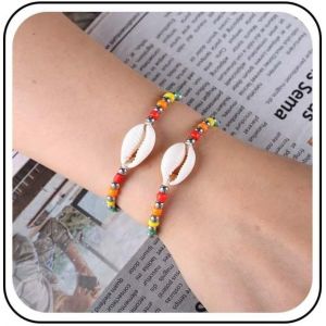 Loc-Bracelet De Cheville Boh&egrave;me En Perles De Coquillage Cha&icirc;ne De Perles Color&eacute;es Bracelet De Plage En Coquillage Puka Bracelet De Cheville R&eacute;glable En Coquillage De Cauri Bijoux Pour Femmes - Neuf